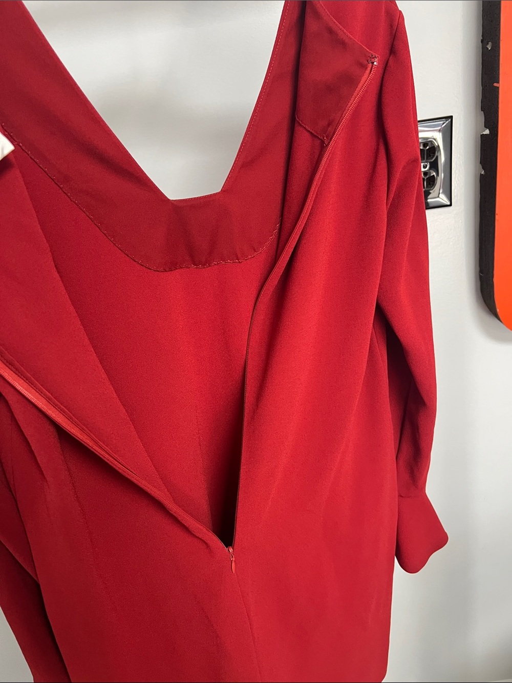 Diane Von Furstenberg Crimson Red Long Sleeve Ruffle Cuff Dress - Picture 6 of 6